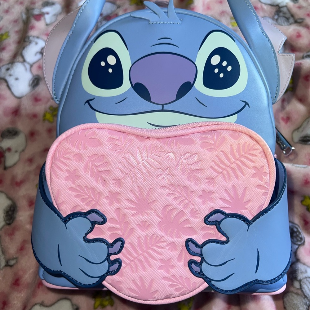 Loungefly Blue and Pink Stitch Backpack